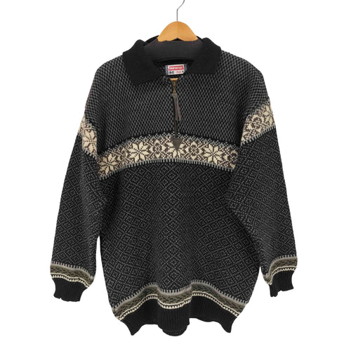 アイスランド製 総柄 ハーフジップニット メンズ  XL